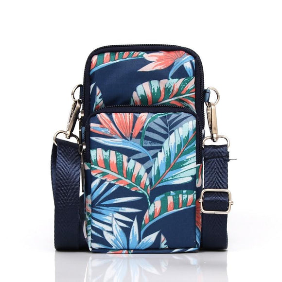 Animal Park Mini Crossbody Phone Wallet With Arm Band - Blue Leaf