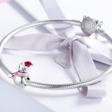 925 Sterling Silver Snowman Bead Pendant For Diy Bracelets & Necklaces