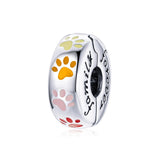 925 Sterling Silver Colorful Paw Print Beads For Diy Bracelets & Necklaces