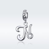 925 Sterling Silver Personalized Letter Pendant For Diy Bracelets And Necklaces Style - N