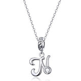 925 Sterling Silver Personalized Letter Pendant For Diy Bracelets And Necklaces Style - N