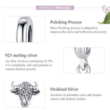 925 Sterling Silver Bull Head Pendant For Bracelet Or Necklace