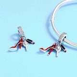 925 Sterling Silver Red Lipstick High Heels Makeup Mirror Charm
