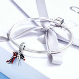 925 Sterling Silver Red Lipstick High Heels Makeup Mirror Charm