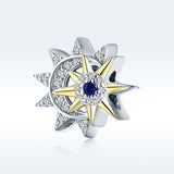 925 Sterling Silver Sun & Moon Beads For Diy Bracelets