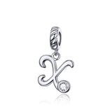 925 Sterling Silver Personalized Letter Pendant For Diy Bracelets And Necklaces Style - X