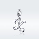925 Sterling Silver Personalized Letter Pendant For Diy Bracelets And Necklaces Style - X