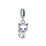 925 Sterling Silver Adorable Cat Pendant For Diy Bracelets & Necklaces