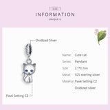 925 Sterling Silver Adorable Cat Pendant For Diy Bracelets & Necklaces