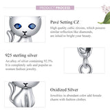 925 Sterling Silver Adorable Cat Pendant For Diy Bracelets & Necklaces