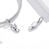 925 Sterling Silver Adorable Cat Pendant For Diy Bracelets & Necklaces