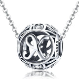 925 Sterling Silver 26 English Letter Beads For Diy Bracelets & Necklaces Style - X