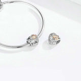 925 Sterling Silver Heart Beaded Clover Bracelet Charm