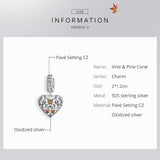 925 Sterling Silver Pine Cone Squirrel Pendant Diy Bracelet / Necklace