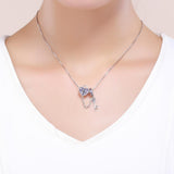 925 Sterling Silver Heart Key Safety Chain For Accessories