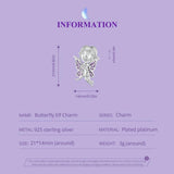 925 Sterling Silver Butterfly Pendant For Diy Bracelets Scc2544