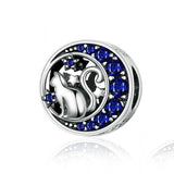 925 Sterling Silver Blue Moon Cat Beaded Diy Jewelry