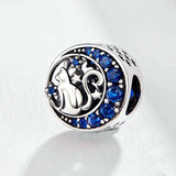 925 Sterling Silver Blue Moon Cat Beaded Diy Jewelry