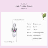 925 Sterling Silver Ornate Crown Pendant For Diy Bracelets & Necklaces