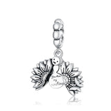 925 Sterling Silver Smiling Sunflower Pendant For Diy Bracelets & Necklaces