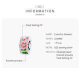 925 Sterling Silver Colorful Flower Beads For Diy Bracelets & Necklaces