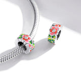 925 Sterling Silver Colorful Flower Beads For Diy Bracelets & Necklaces