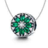 925 Sterling Silver Green Bead Pendant For Diy Bracelet Or Necklace