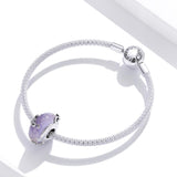925 Sterling Silver Flower Purple Glass Bead Bracelet / Necklace Set
