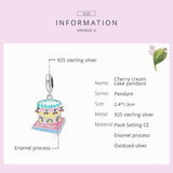 925 Sterling Silver Cherry Cake Pendant For Bracelet Or Necklace