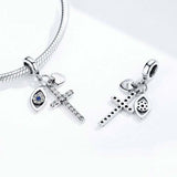 925 Sterling Silver Cross Charm For Diy Bracelets