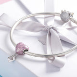 925 Sterling Silver Romantic Love Letter Heart Bracelet With Zirconium Diamond Beads