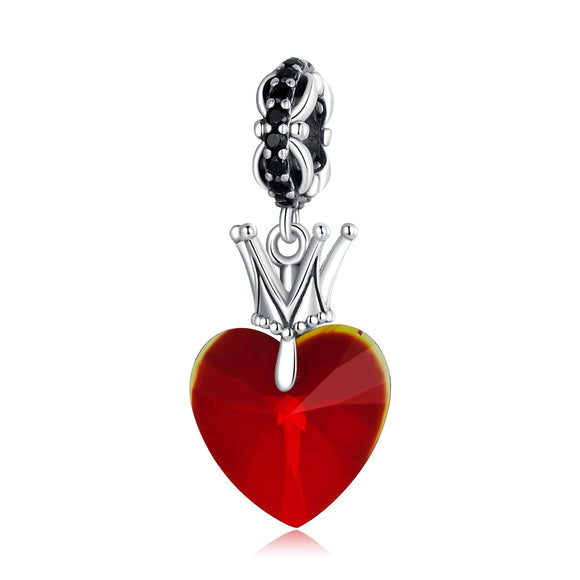 925 Sterling Silver Crown Heart Pendant For Bracelet Or Necklace