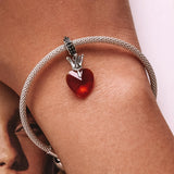 925 Sterling Silver Crown Heart Pendant For Bracelet Or Necklace