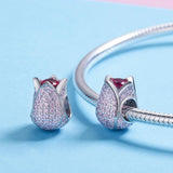 925 Sterling Silver Tulip Bead Bracelet Charm