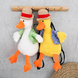 Adorable Cartoon Plush Shoulder Bag Duck White Green - Duck White Red