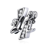 925 Sterling Silver Relief Number Series 0 9 Beads For Diy Bracelets And Necklaces Style - 4