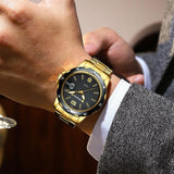 Waterproof Luminous Quartz Watch for Outdoor - Black Steel-Black-White Nail