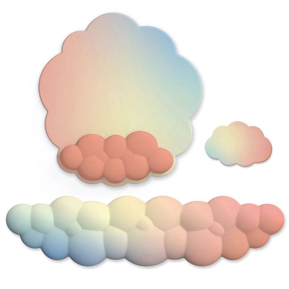 3 Piece Cloudy Gradient Memory Foam Wrist & Mouse Pad Set Blue+Gray - Model 10