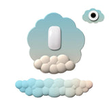 3 Piece Cloudy Gradient Memory Foam Wrist & Mouse Pad Set Blue+Gray - Model 10