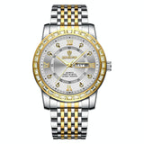 Diamond Dual-calendar Luminous Quartz Watch - B2202 - Full-Gold-Gold