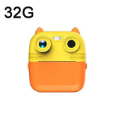 Instant Print Camera with Dual Lens - 2.8 Screen for Kids Blue - Yellow + 32G Card