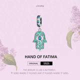 925 Sterling Silver Hand Of Fatima Pendant For Diy Bracelets & Necklaces