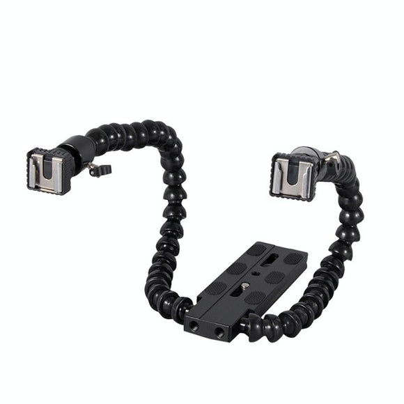 Adjustable Dual Arm Flash Bracket Mount For Hot Shoe