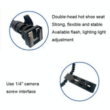 Adjustable Dual Arm Flash Bracket Mount For Hot Shoe