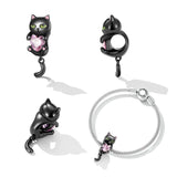 925 Sterling Silver Diy Black Cat Bracelet Bead
