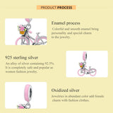 925 Sterling Silver Pink Bicycle Pendant For Bracelet Or Necklace