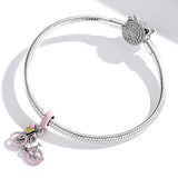 925 Sterling Silver Pink Bicycle Pendant For Bracelet Or Necklace
