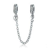 925 Sterling Silver Stackable Heart Pendant Safety Chain In