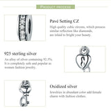 925 Sterling Silver Stackable Heart Pendant Safety Chain In