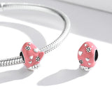 925 Sterling Silver Diy Pink Beaded Bracelet / Necklace Set